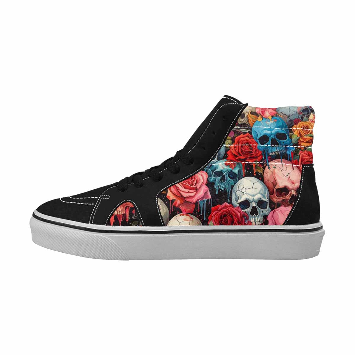 MEN'S Skulls Roses Melting Skulls High Top Canvas Vivid Sneakers