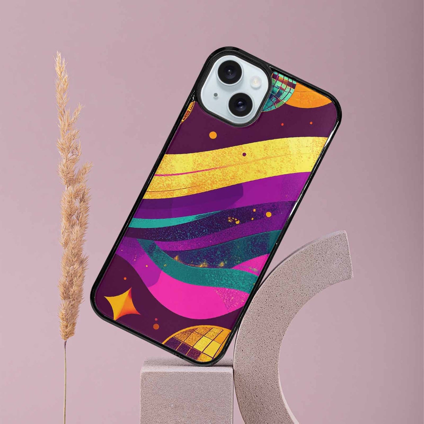 iPhone 15 Plus Case — 1970s Disco Art Pattern, Custom Designed Case Cover