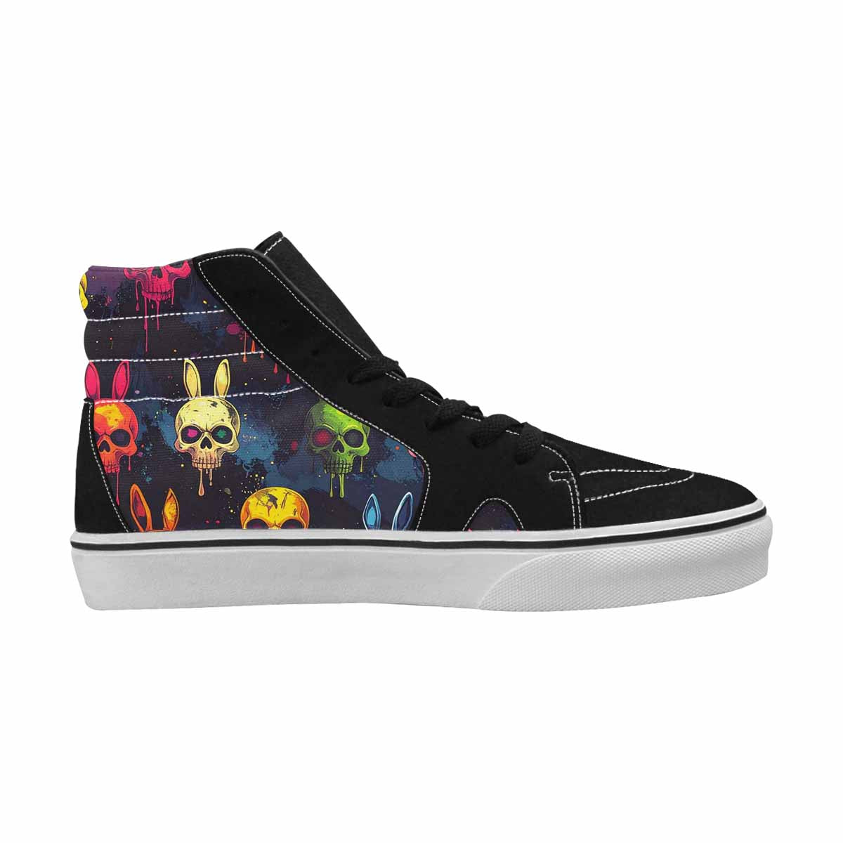 MEN'S Radioactive Ghost Bunny Skull High Top Canvas Aesthetic Custom Shoes