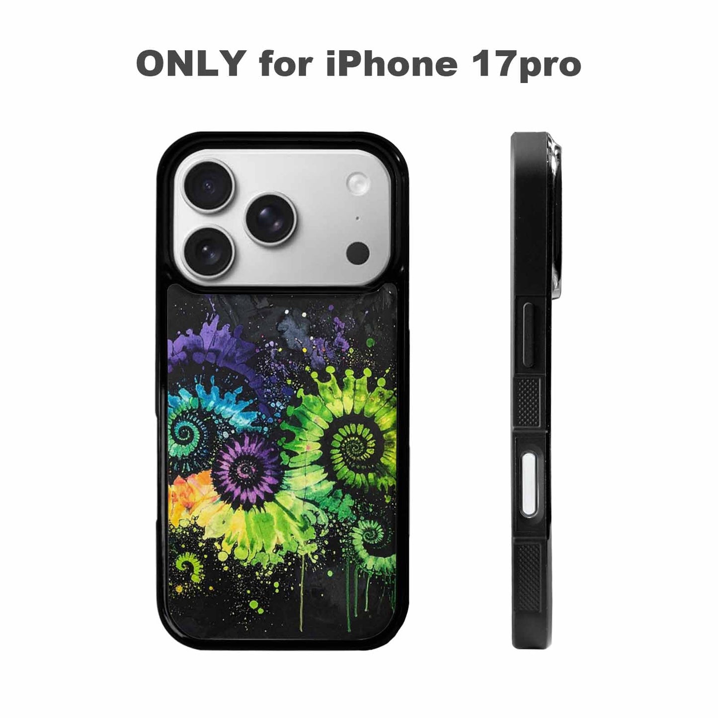 iPhone 17 Pro Case — Black Green Ink Tie Dye Tie, Custom Print Case Cover