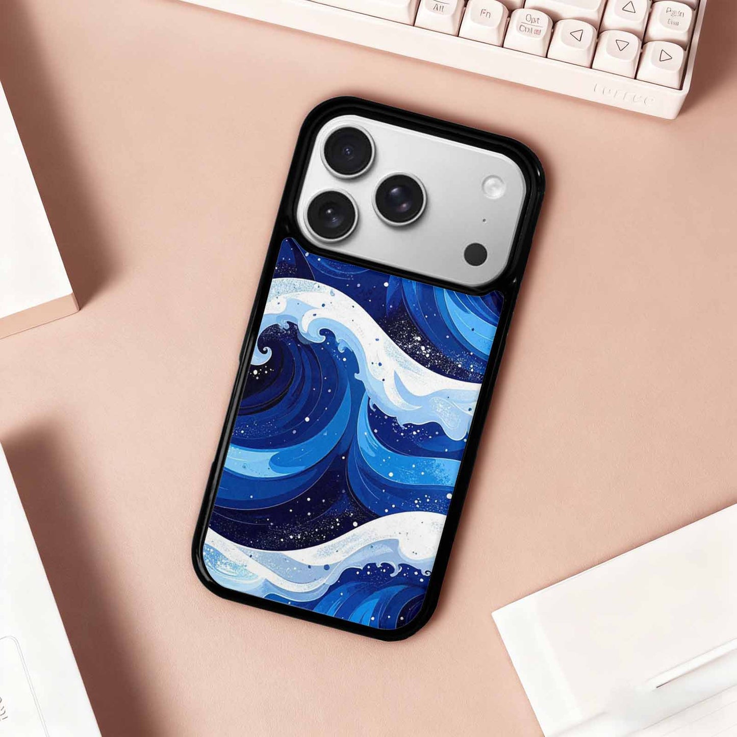 iPhone 17 Pro Case — Glossy Winter Wave Seamless Cartoon Cute, Custom Printed Phone Case