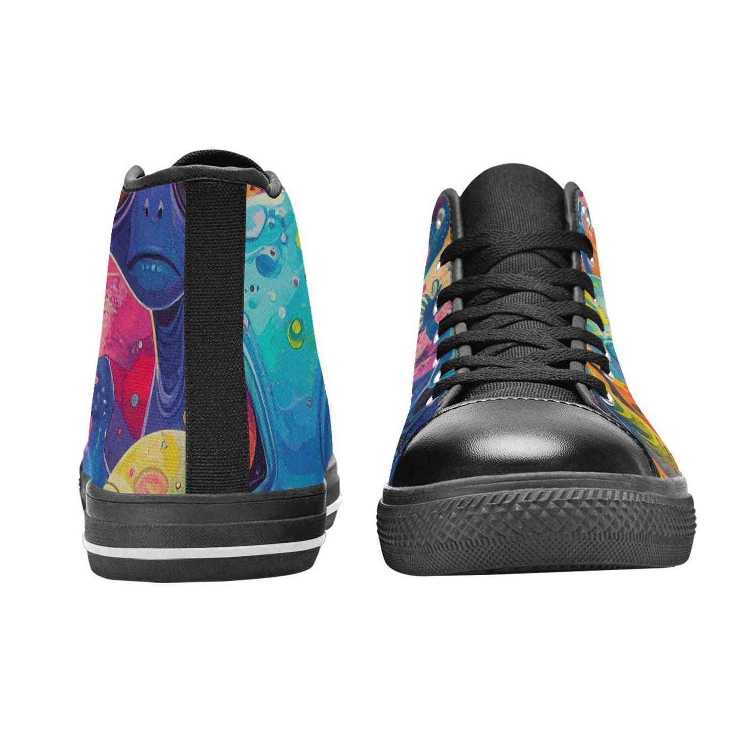 WOMEN'S Cartoon Alien Characters High Top Canvas Grunge Sneakers