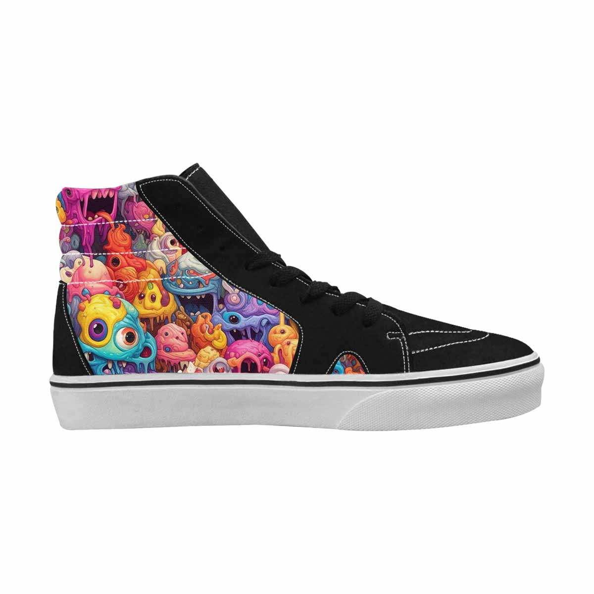 MEN'S Melting Ice Cream Monster High Top Canvas Neon Fantasy Custom Shoes