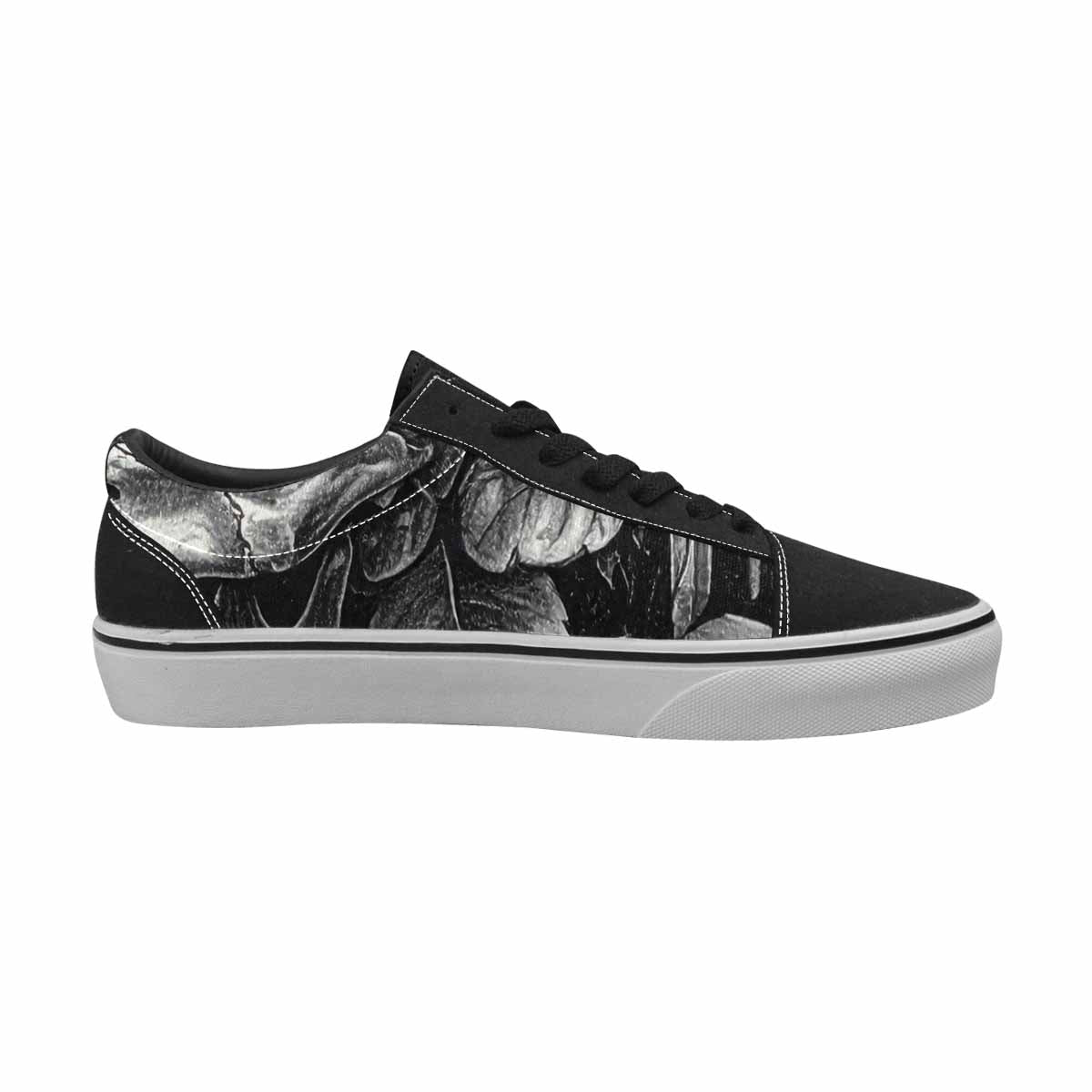 WOMEN'S Skulls Roses Pen Ink Canvas Lace-Up Grunge Sneakers