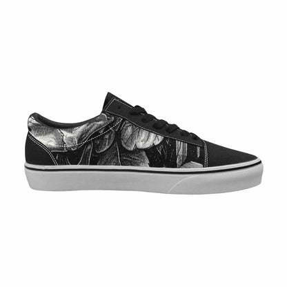 WOMEN'S Skulls Roses Pen Ink Canvas Lace-Up Grunge Sneakers