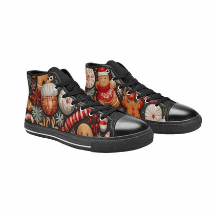 WOMEN'S Christmas Holly Snowflake High Top Canvas Dreamcore Custom Sneakers