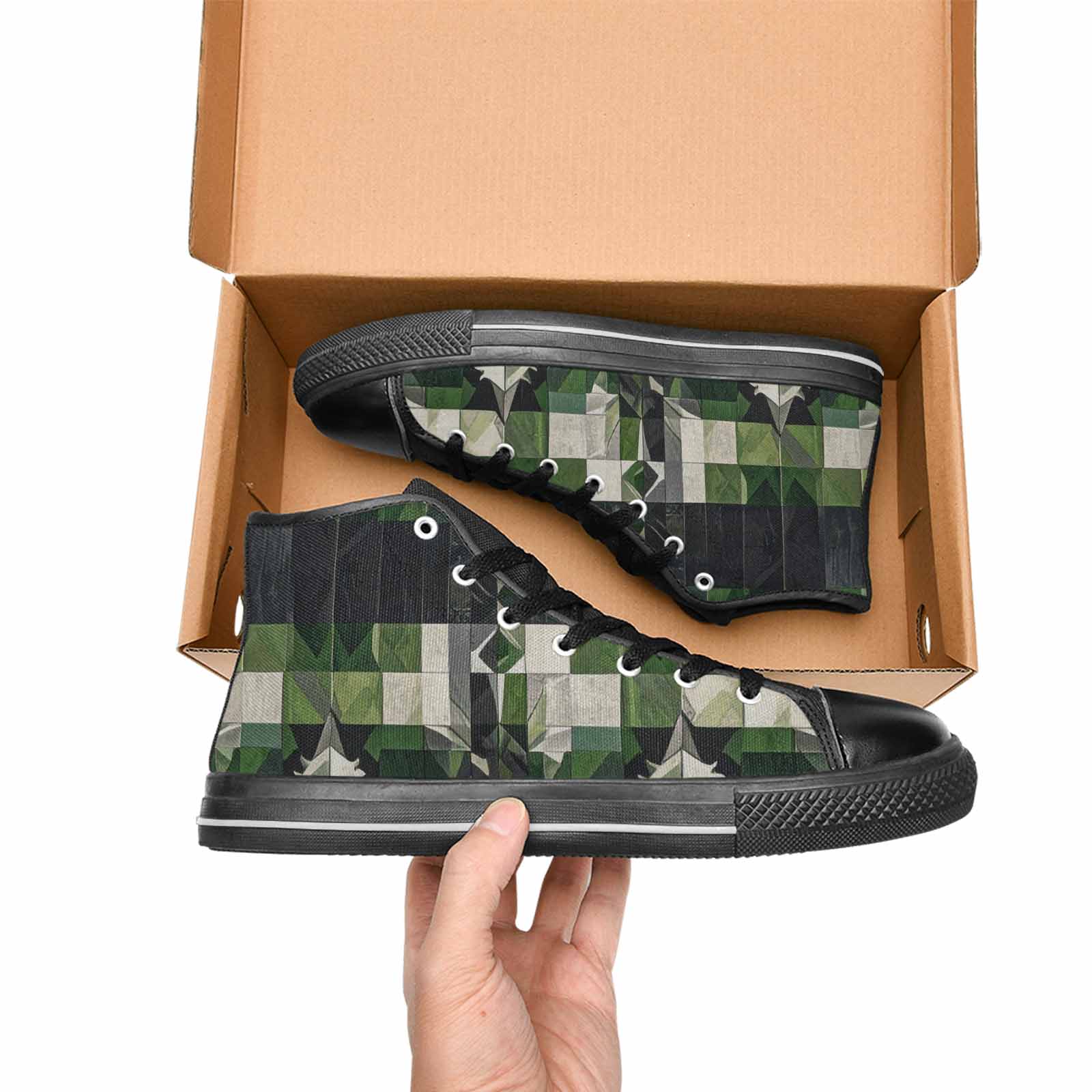 MEN'S Aromantic Flag Color High Top Canvas Neon Fantasy Custom Sneakers