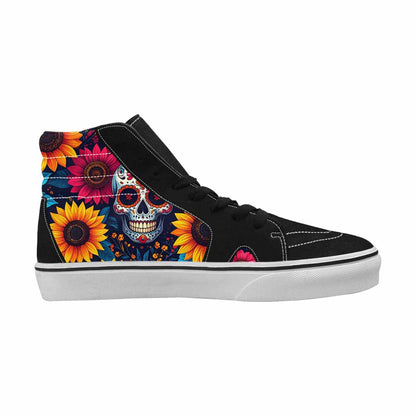 WOMEN'S Sunflower Skulls Print High Top Canvas Vivid Custom Shoes