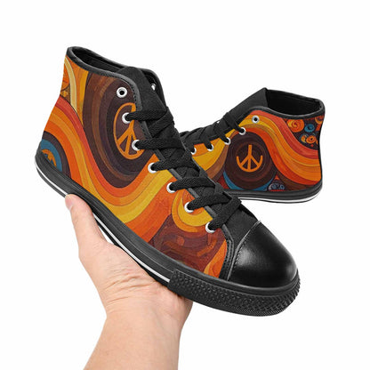 MEN'S Groovy 70S Peace High Top Canvas Dark Academia Shoes