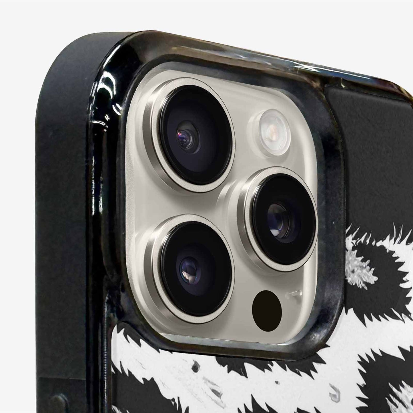 iPhone 15 Pro Max Case — Leopard Print Black And White Style, Custom Printed Phone Case