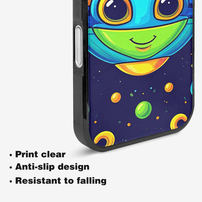 iPhone 16 Case — Alien Ufo Cartoon Art Pattern, Custom Art Phone Cover