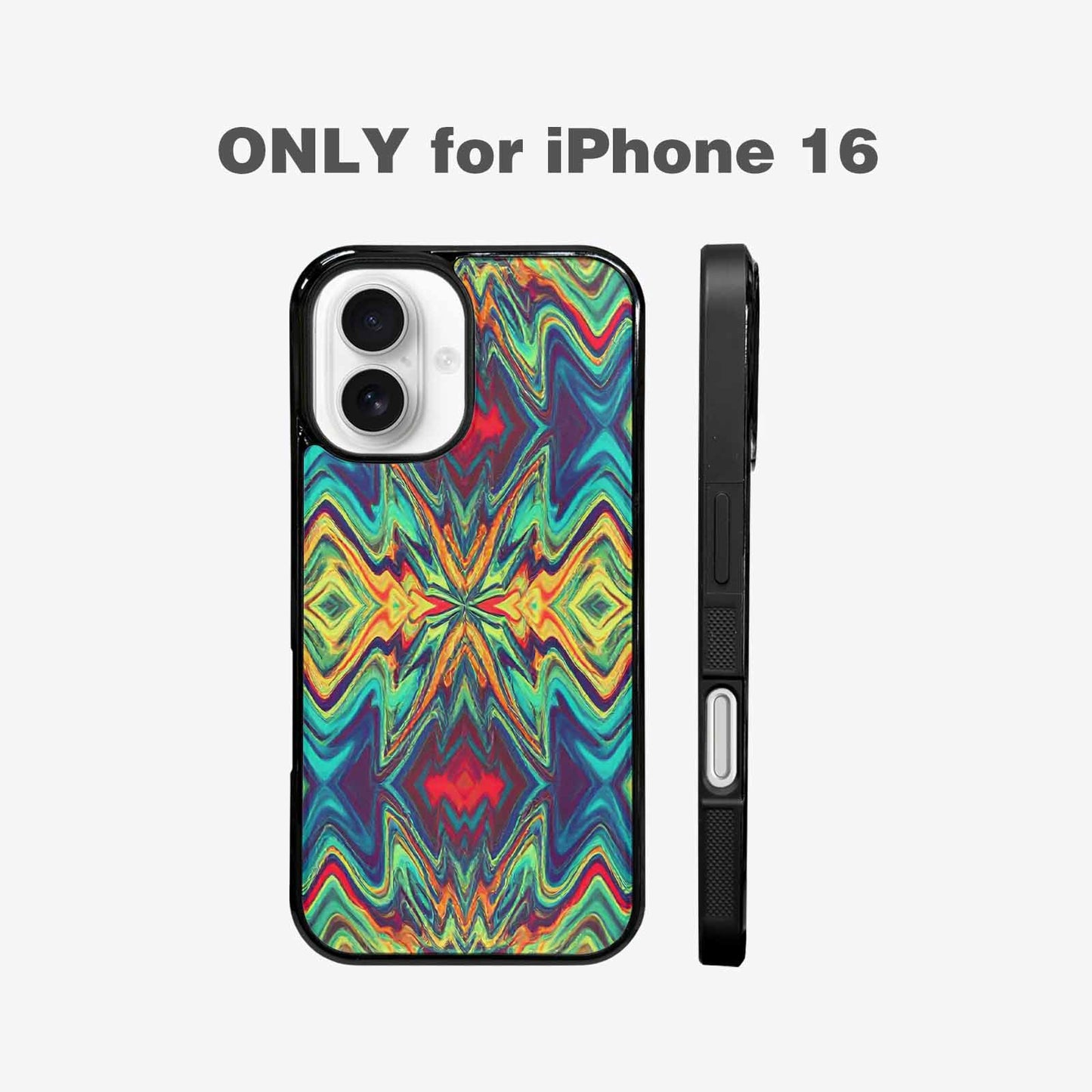 iPhone 16 Case — Holographic Tribal Blaze, Custom Printed Phone Case