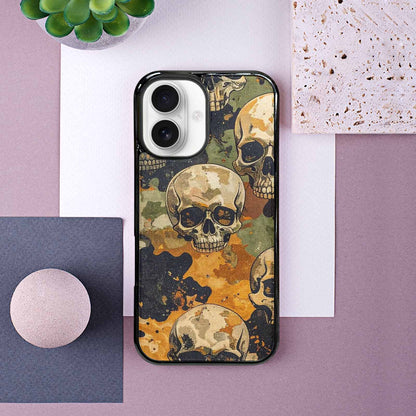 iPhone 16 Case — Military Camo Skull Custom, Custom Printed Phone Case