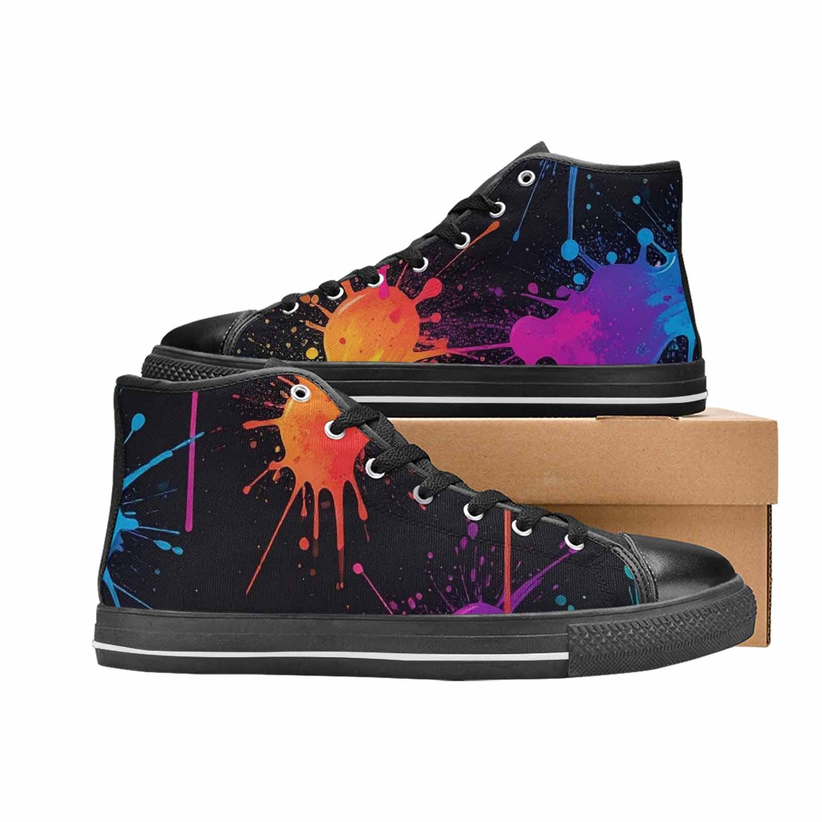 MEN'S Paint Splatter High Top Canvas Dreamcore Custom Sneakers