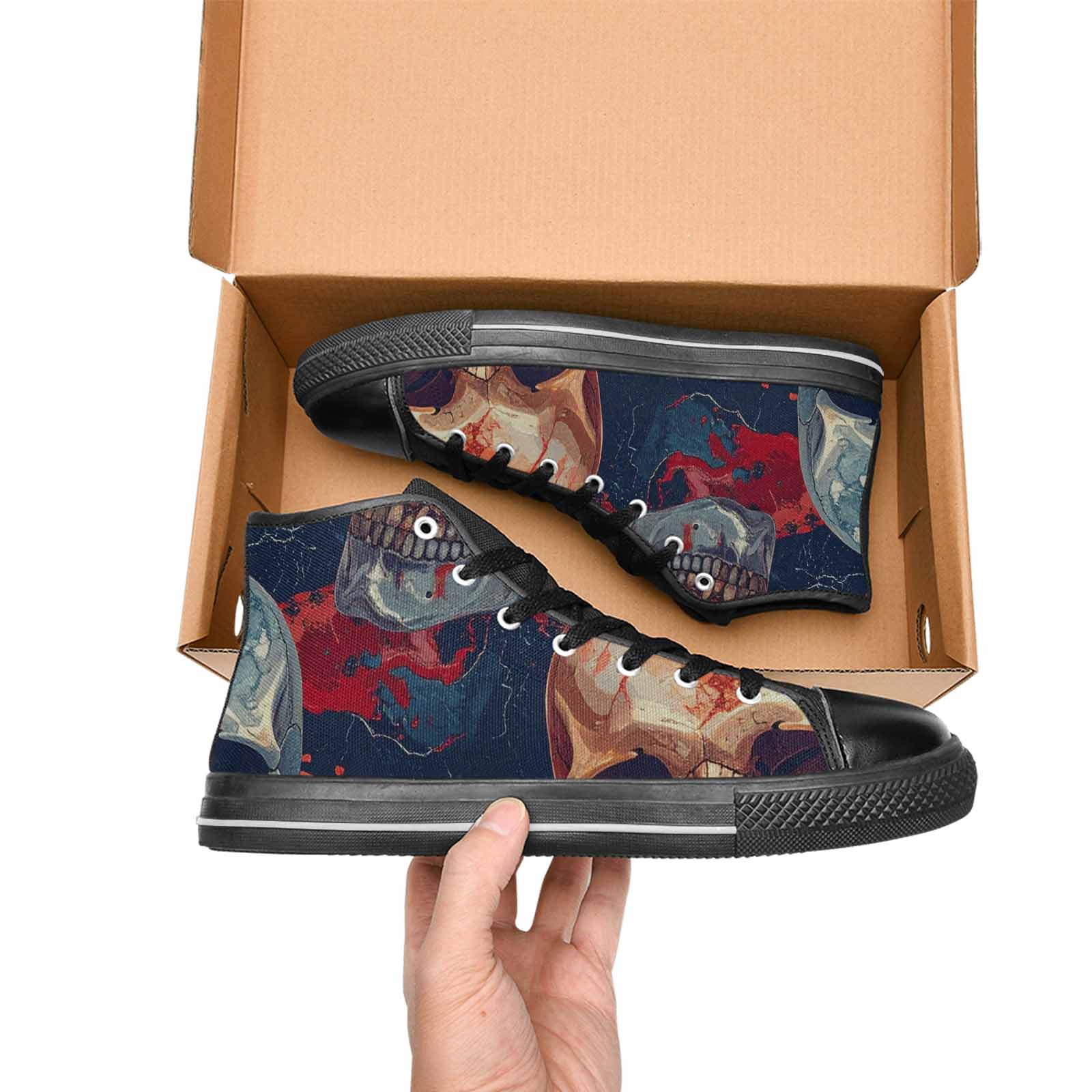 WOMEN'S Marble Skull High Top Canvas Dreamcore Sneakers