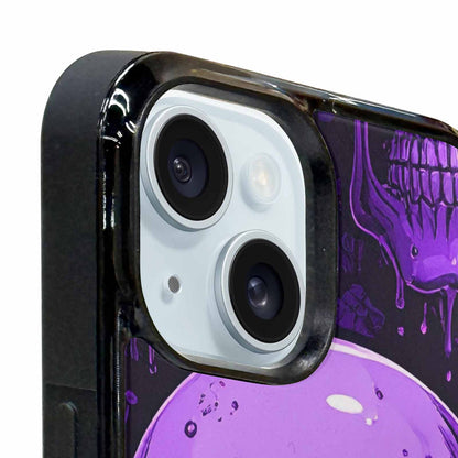 iPhone 15 Plus Case — Monochrome Purple Skeletons Neon Drip Melting, Original Design Phone Case