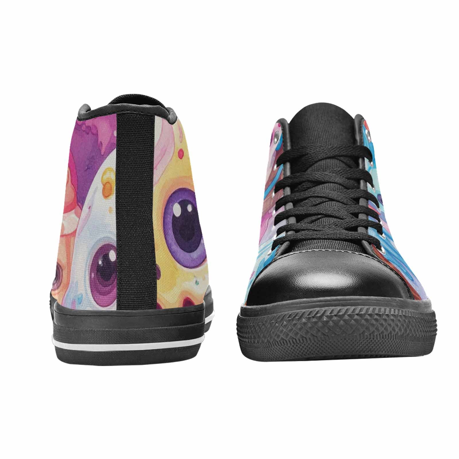 WOMEN'S Melting Icecream Cone Monster High Top Canvas Vibrant Chaos Shoes