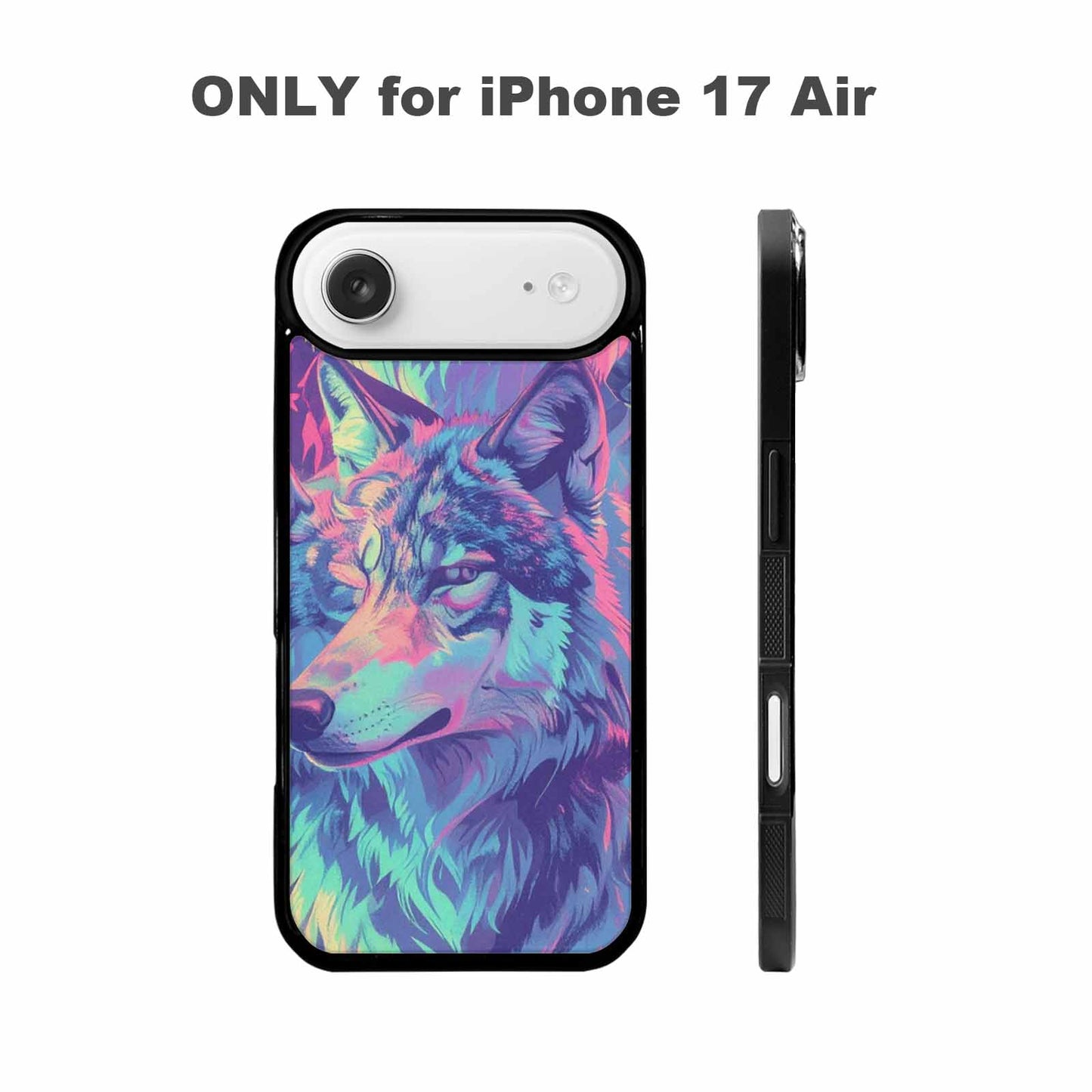 iPhone 17 Air Case — Neon Zebra Print Wolf Animal Print, Custom Phone Case