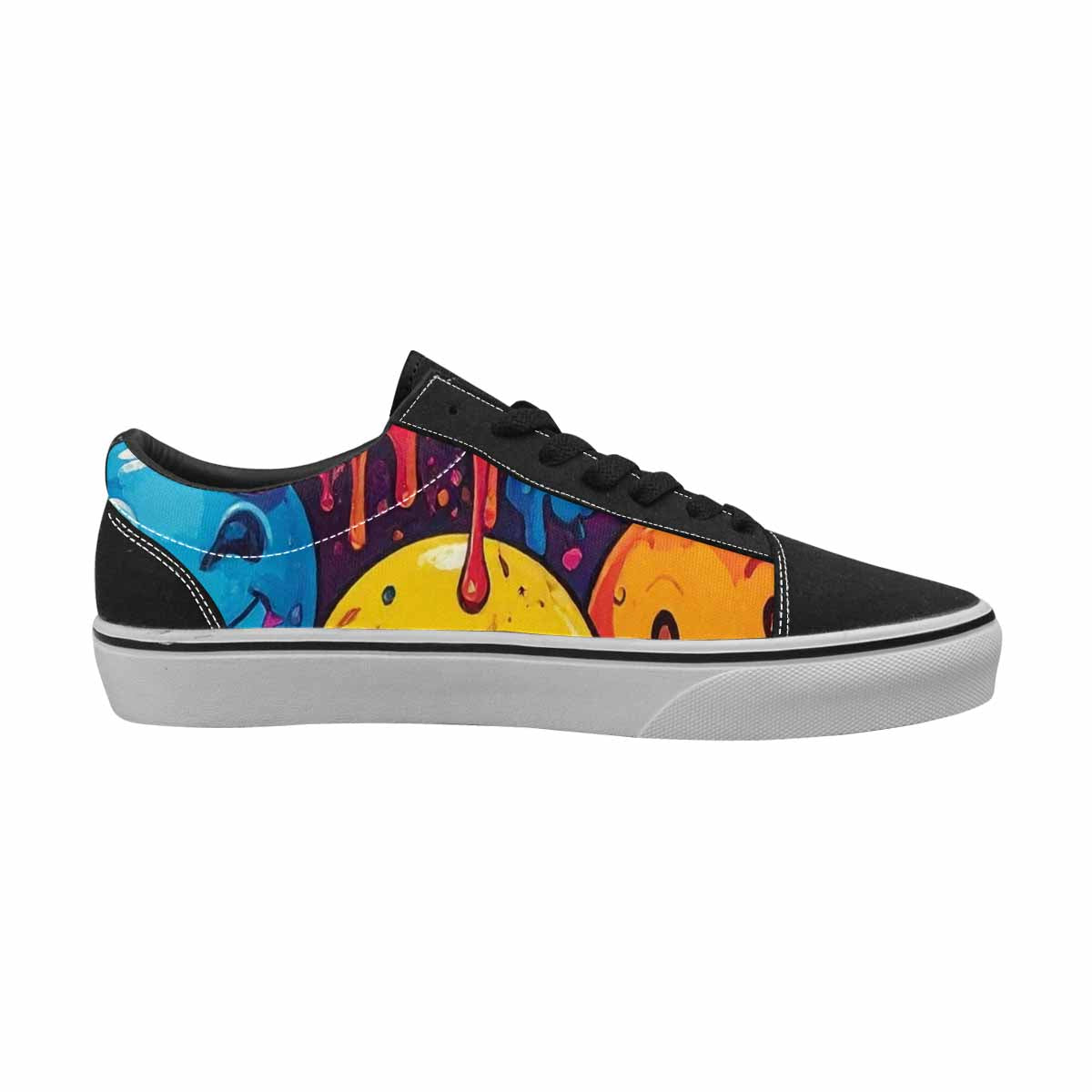WOMEN'S Melting Moon Smiley Lace-Up Canvas Vibrant Chaos Sneakers