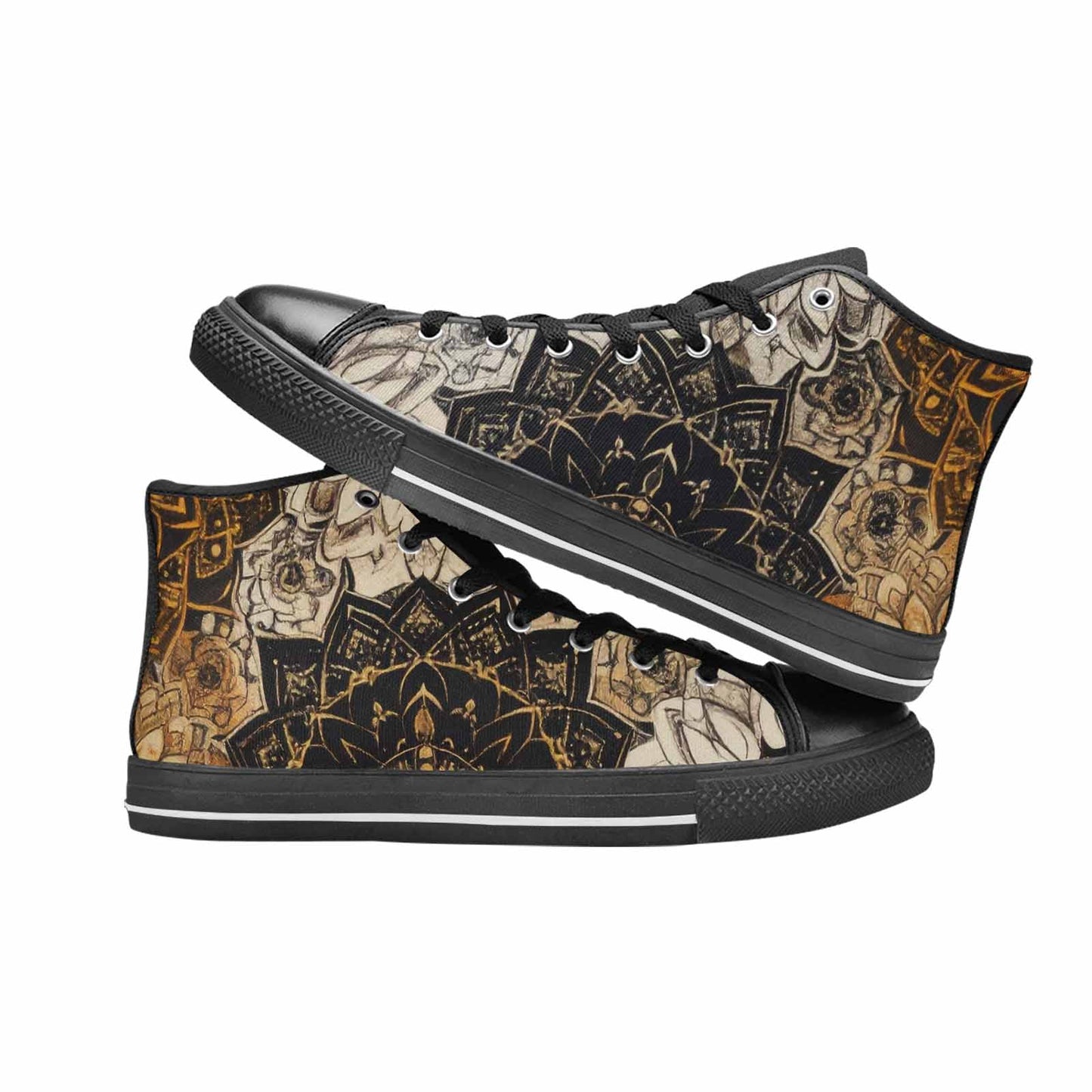 WOMEN'S Mandala High Top Canvas Vibrant Chaos Custom Sneakers