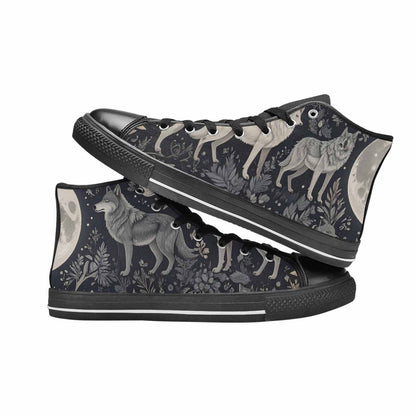 WOMEN'S Wolves Everywhere Collage High Top Canvas Cottagecore Shoes