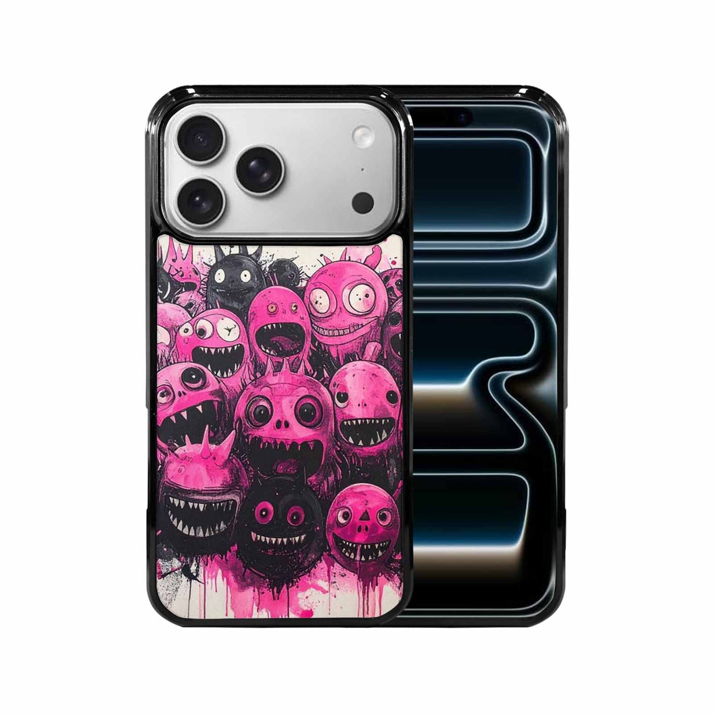 iPhone 17 Pro Max Case — Black &amp; Pink Ink Cartoon Cute, Custom Made Phone Cover
