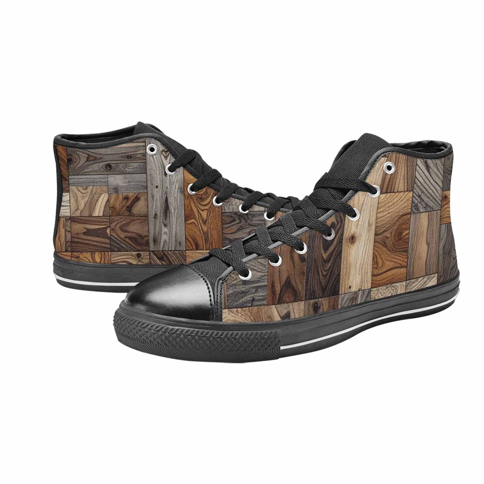MEN'S Wood Grain Texture High Top Canvas Dark Academia Custom Shoes