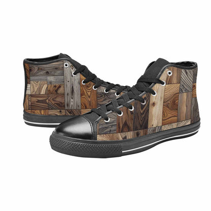 MEN'S Wood Grain Texture High Top Canvas Dark Academia Custom Shoes