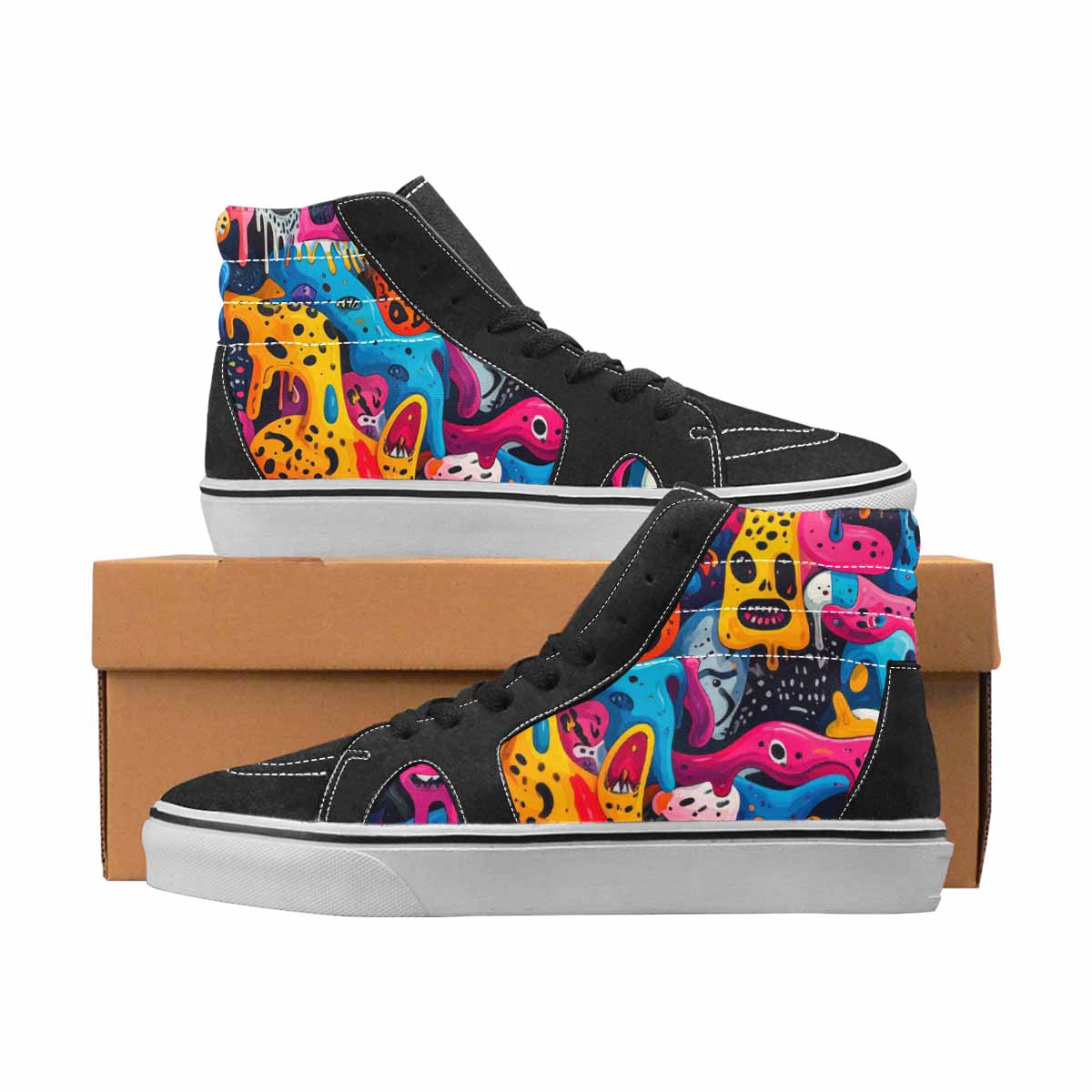 WOMEN'S Alien High Top Canvas Bold Print Wallpaper Art Limited Edition Sneakers