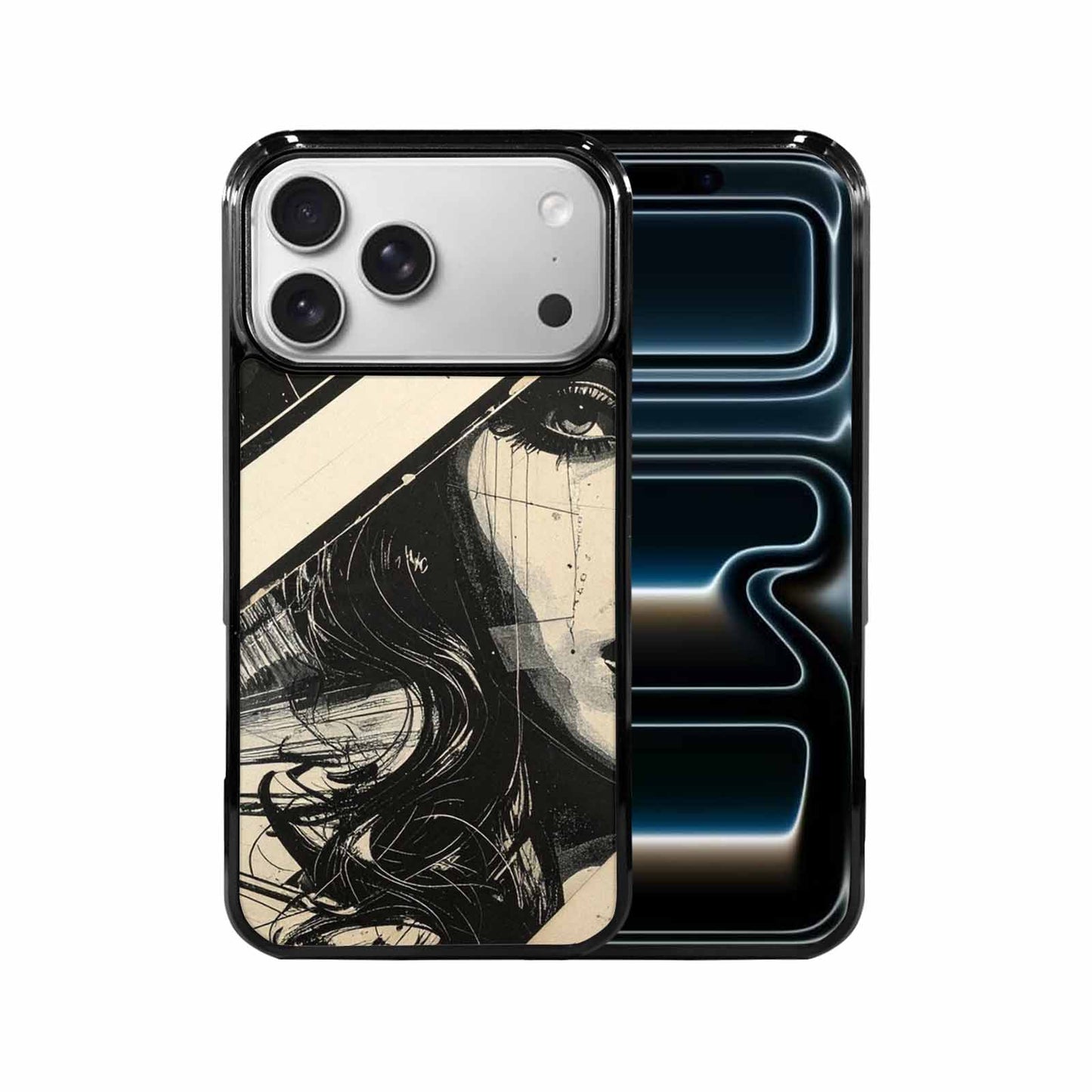 iPhone 17 Pro Max Case — Black And White Solid Retro Vintage, Personalized Phone Case