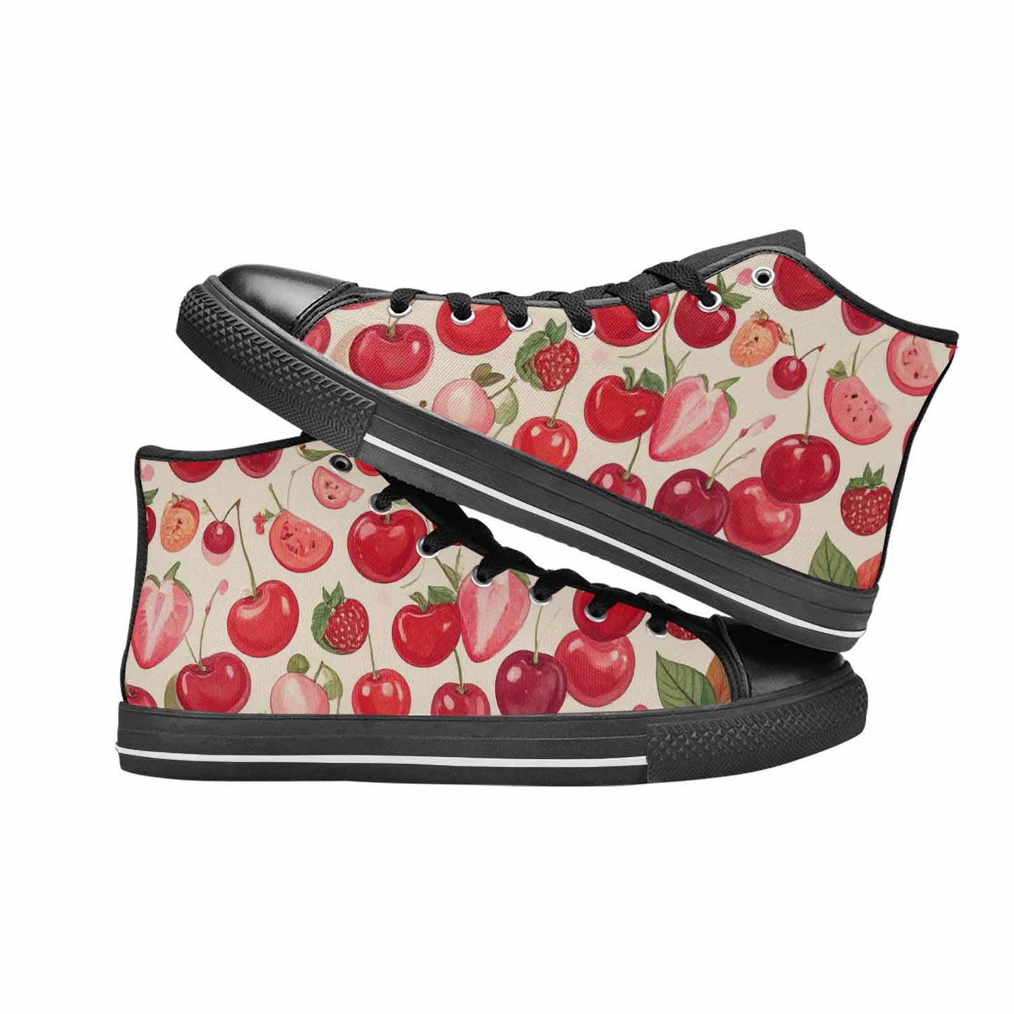 WOMEN'S Cherry Fruit Print High Top Canvas Y2K Custom Sneakers