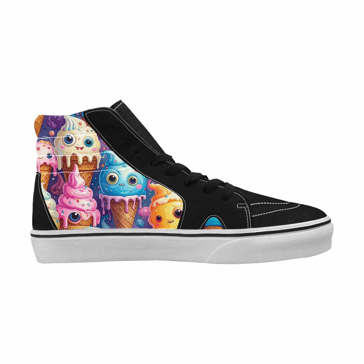 WOMEN'S Melting Icecream Cone Monster High Top Canvas Vibrant Chaos Sneakers