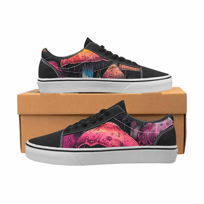 WOMEN'S Rainbow Drip Mushrooms Lace-Up Canvas Kaleidoscope Custom Sneakers