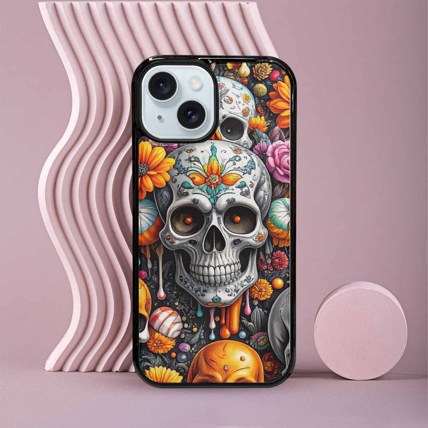 iPhone 15 Case — Greyscale Black And White Dark Black, Unique Phone Case Design