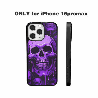 iPhone 15 Pro Max Case — Monochrome Purple Skeletons Neon Drip Melting, Custom Print Case Cover