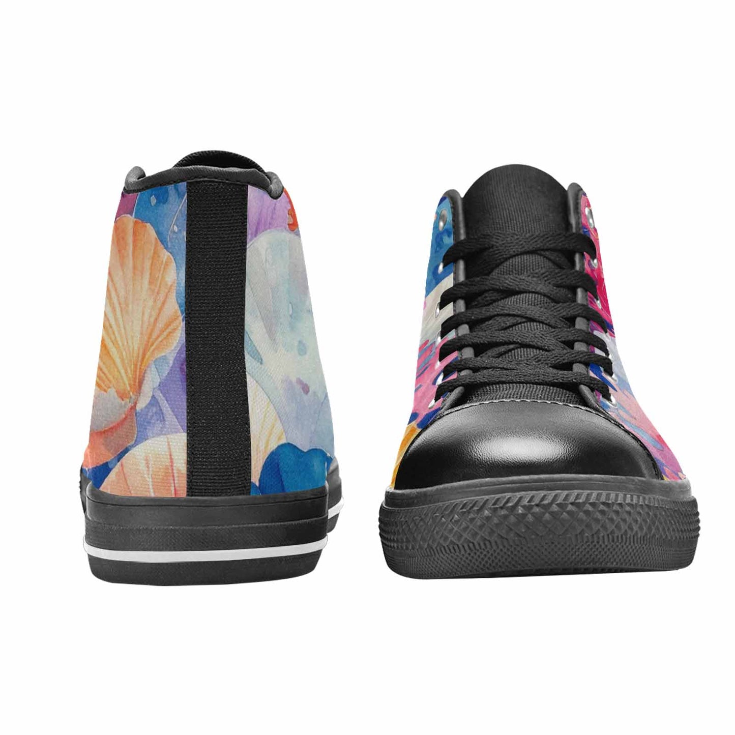 MEN'S Fish Scale Coral High Top Canvas Vibrant Chaos Sneakers