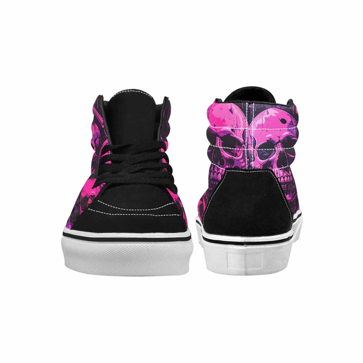 MEN'S Pink + Purple Skeletons High Top Canvas Melting Art Custom Sneakers