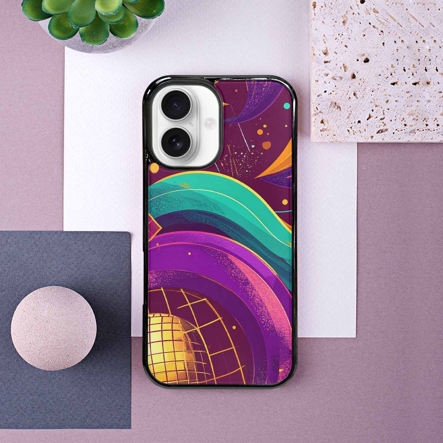 iPhone 16 Case — 1970s Disco Art Pattern, Custom Print Case Cover