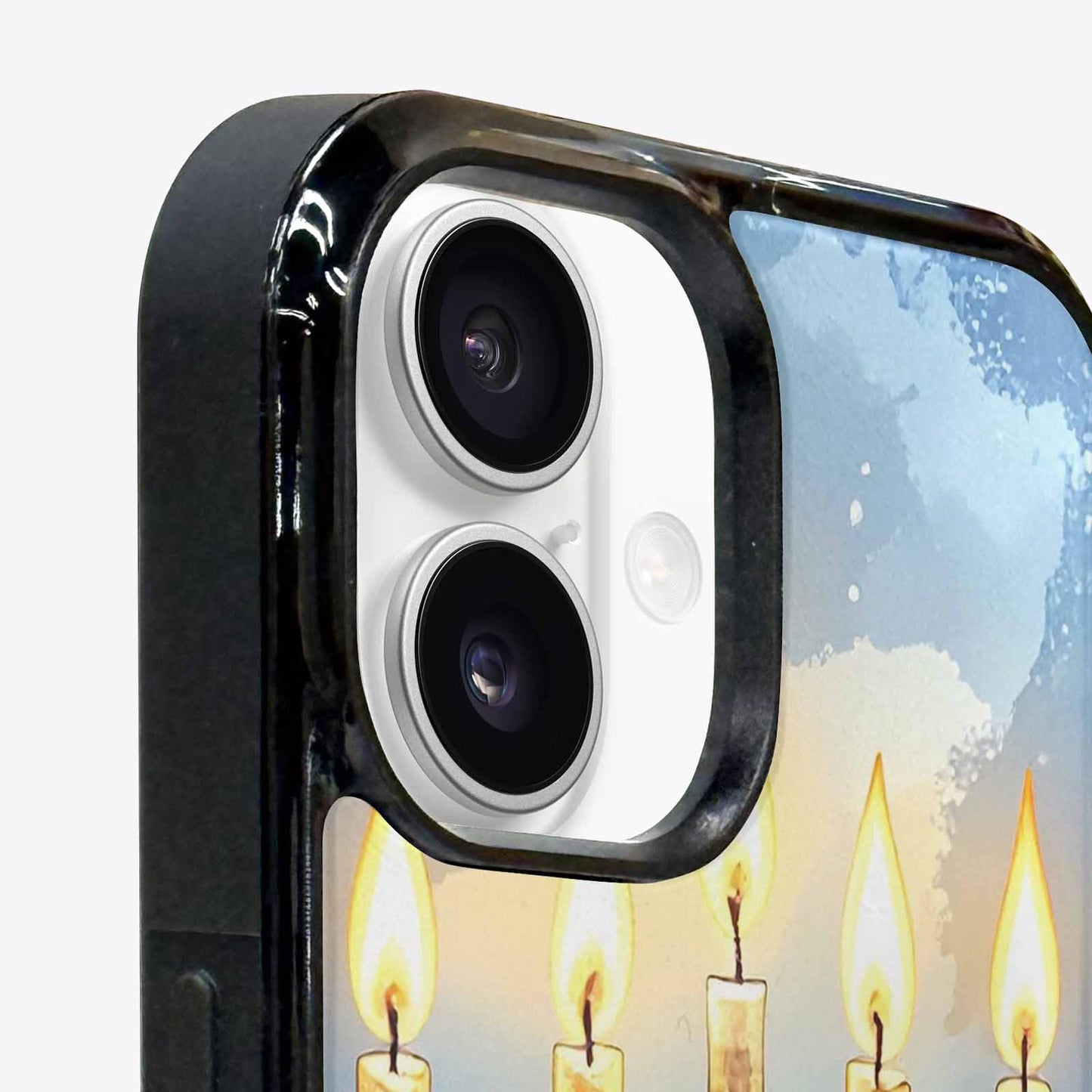iPhone 16 Plus Case — Hanukkah Menorah Pattern Seamless Repeat Jewish, Original Design Phone Case