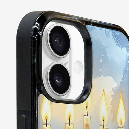 iPhone 16 Plus Case — Hanukkah Menorah Pattern Seamless Repeat Jewish, Original Design Phone Case