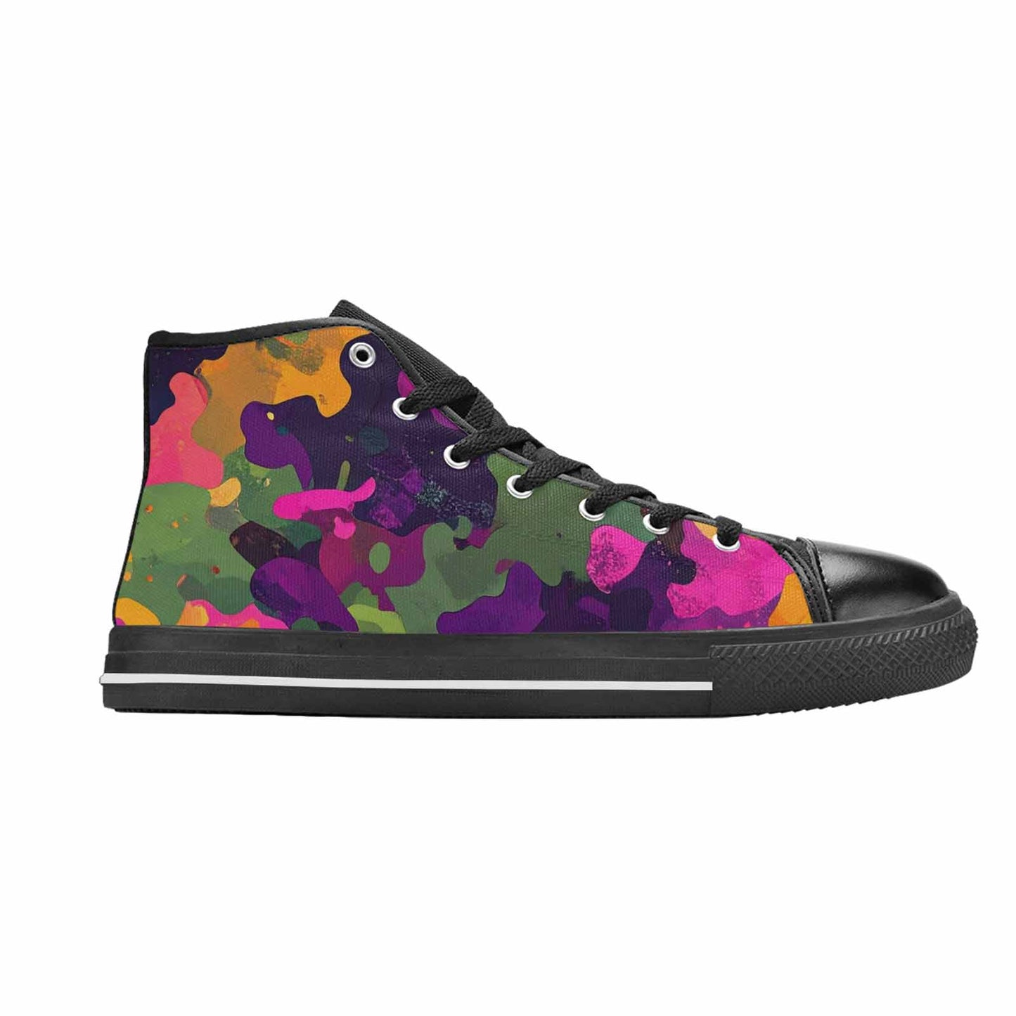 MEN'S Military Camouflage Blotch High Top Canvas Vibrant Chaos Sneakers