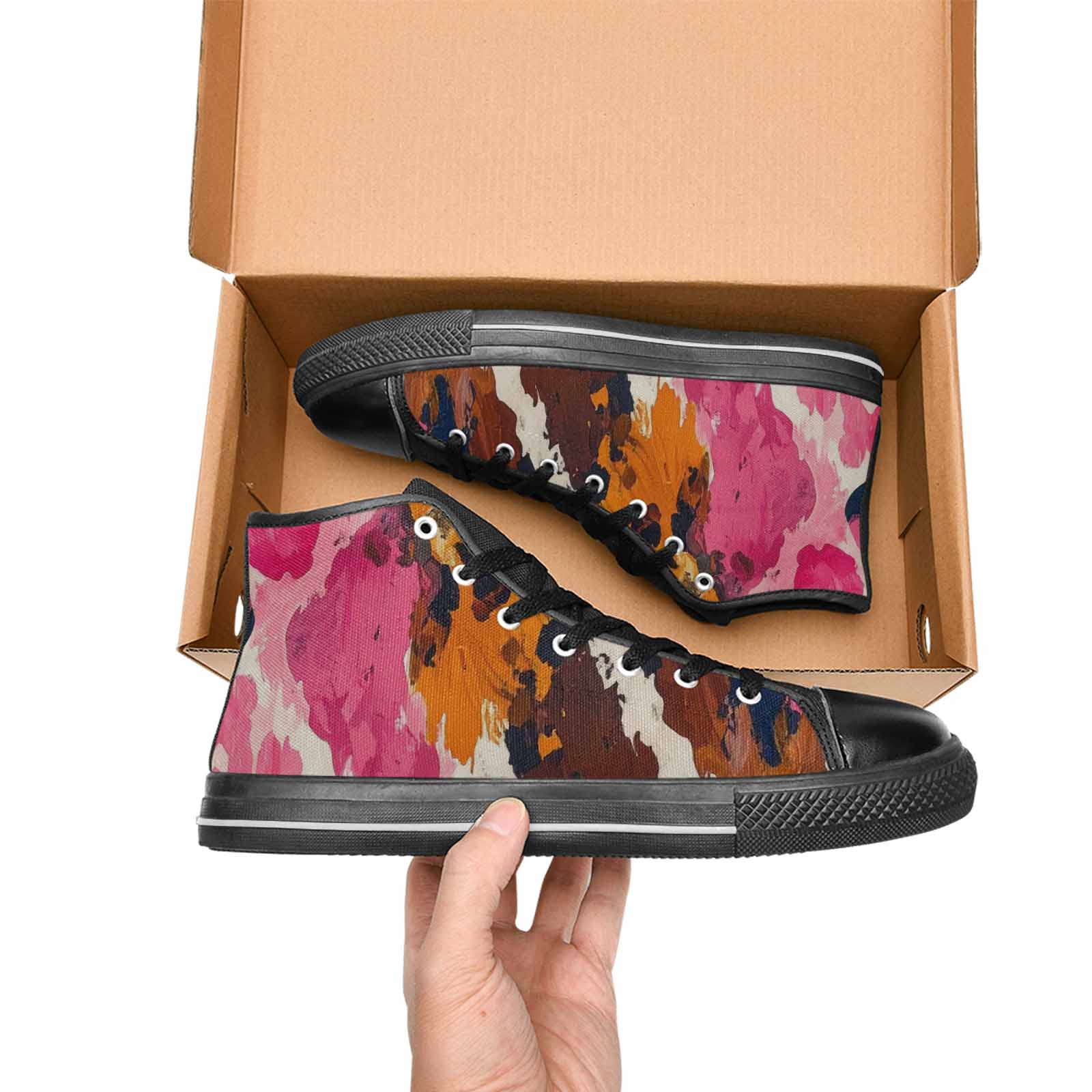 WOMEN'S Cow Animal Print High Top Canvas Cottagecore Custom Shoes