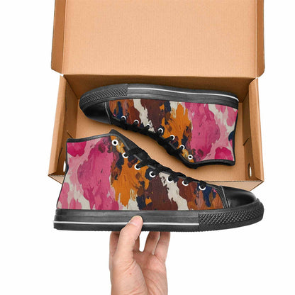 WOMEN'S Cow Animal Print High Top Canvas Cottagecore Custom Shoes