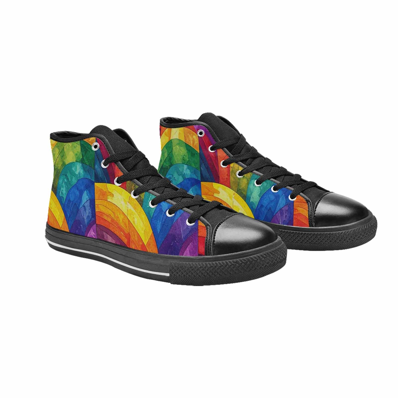 WOMEN'S Rainbow Pride Flag High Top Canvas Dark Academia Custom Sneakers