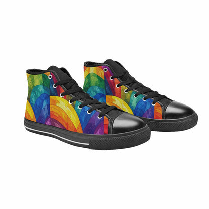 WOMEN'S Rainbow Pride Flag High Top Canvas Dark Academia Custom Sneakers