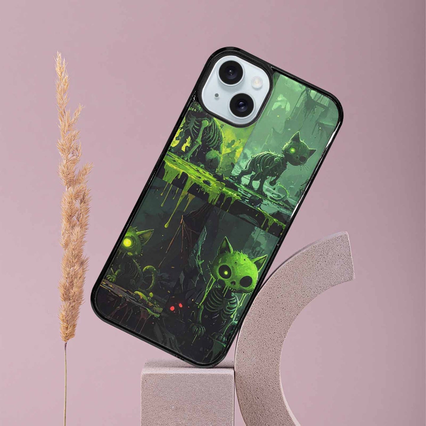 iPhone 15 Plus Case — Toxic Melting Skeleton Cats Small Toxic, Custom Print Case Cover