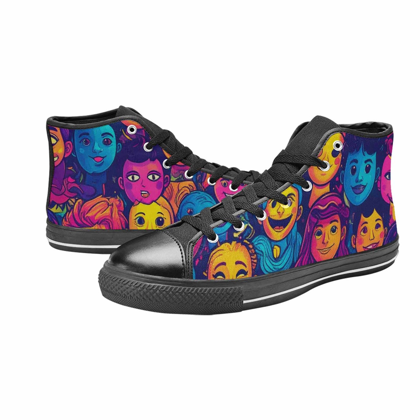 MEN'S Funny Looking Cartoon High Top Canvas Neon Fantasy Custom Sneakers