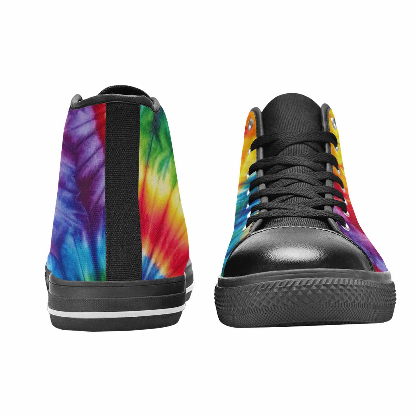 MEN'S Tie Dye Rainbow Spiral High Top Canvas Vibrant Chaos Custom Shoes