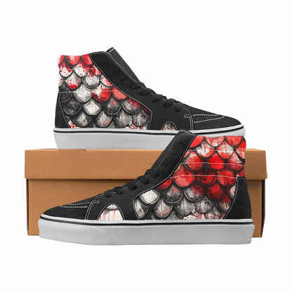 WOMEN'S Reptile Black & Red Ink High Top Canvas Bold Print Grunge Shoes