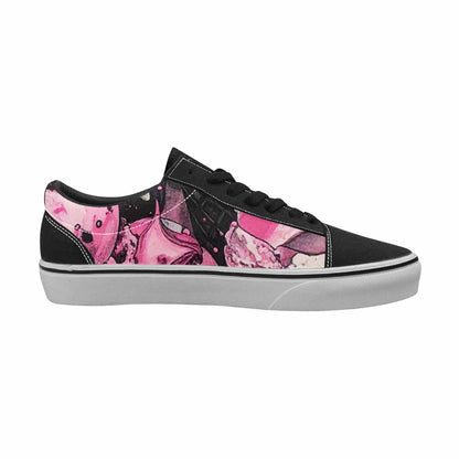 WOMEN'S Ice Cream Black & Pink Ink Canvas Artist-designed Vibrant Chaos Custom Art Shoes